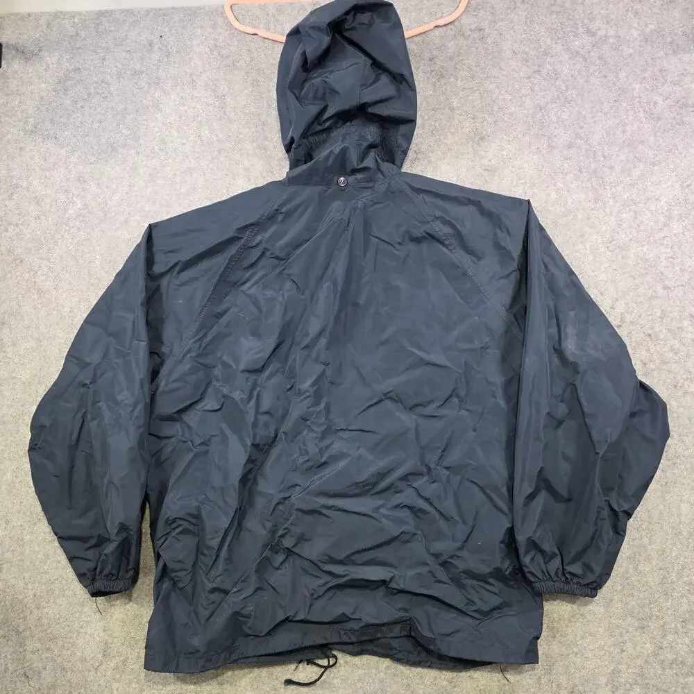 VTG Champion‎ Running Man Jacket Mens XL Blue Nylon Hooded Windbreaker Made USA